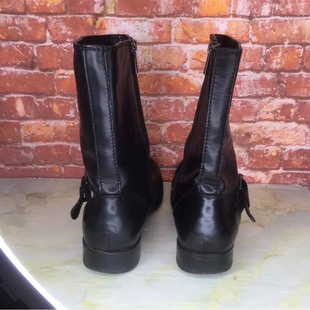 BANDOLINO Black Mid- Calf  Moto Boots